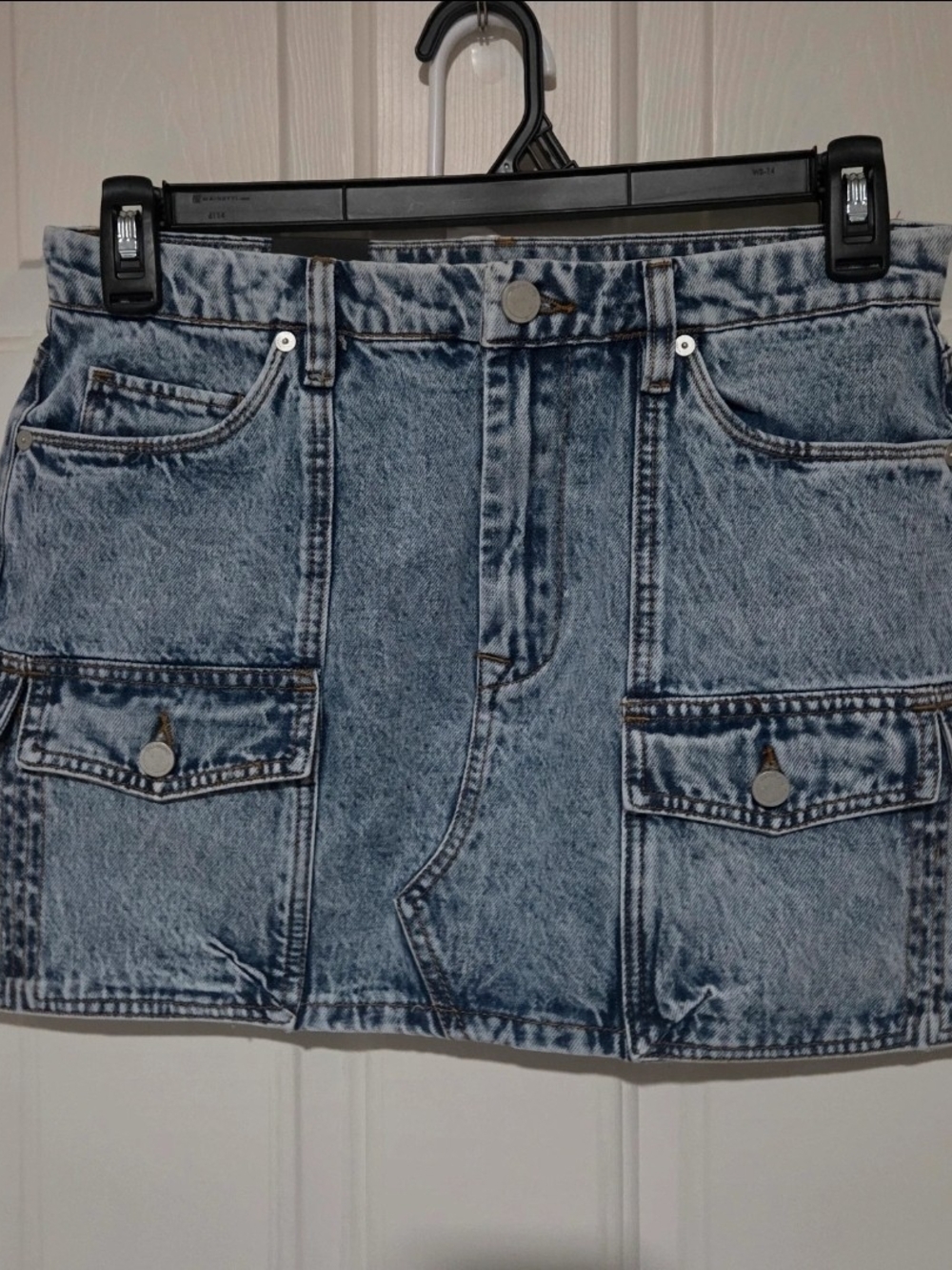 Blank NYC Acid Wash Denim Cargo Mini Skirt